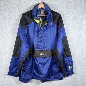 Vintage Starter Windbreaker Pullover Mens XL 90s Blue Anorak Jacket
